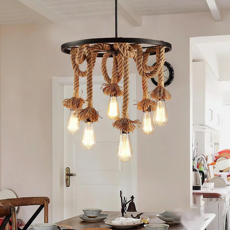 Industrial Vintage Twine Chandelier 7