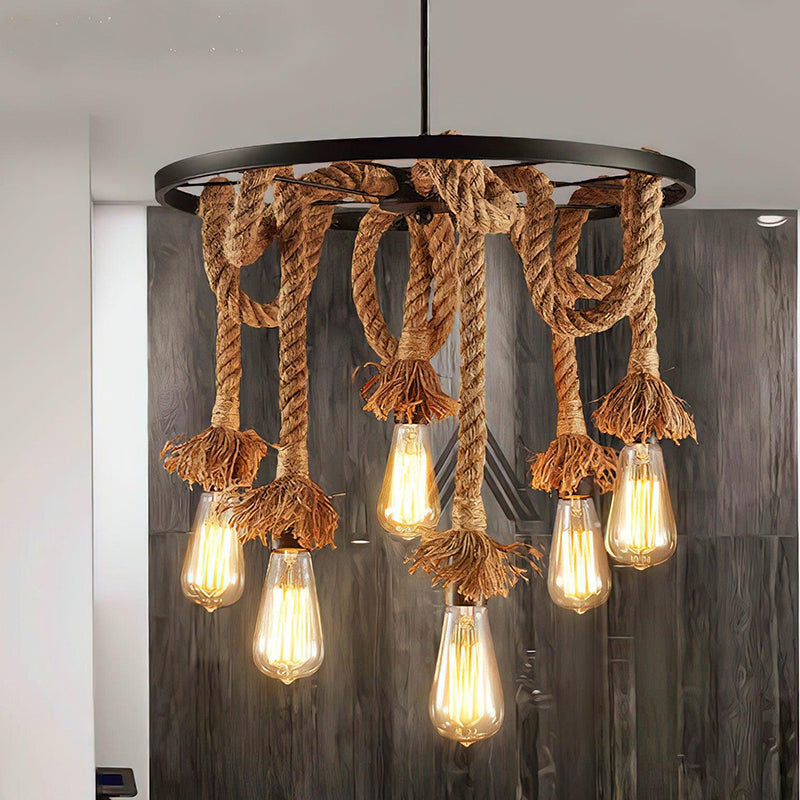 Industrial Vintage Twine Chandelier 9