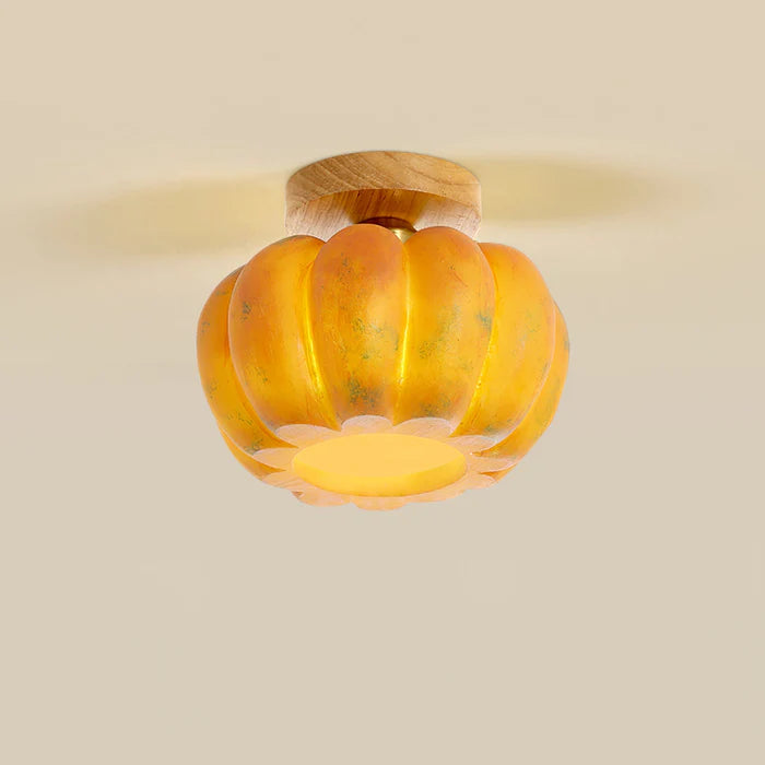 Large Yellow Pumpkin Ceiling Light