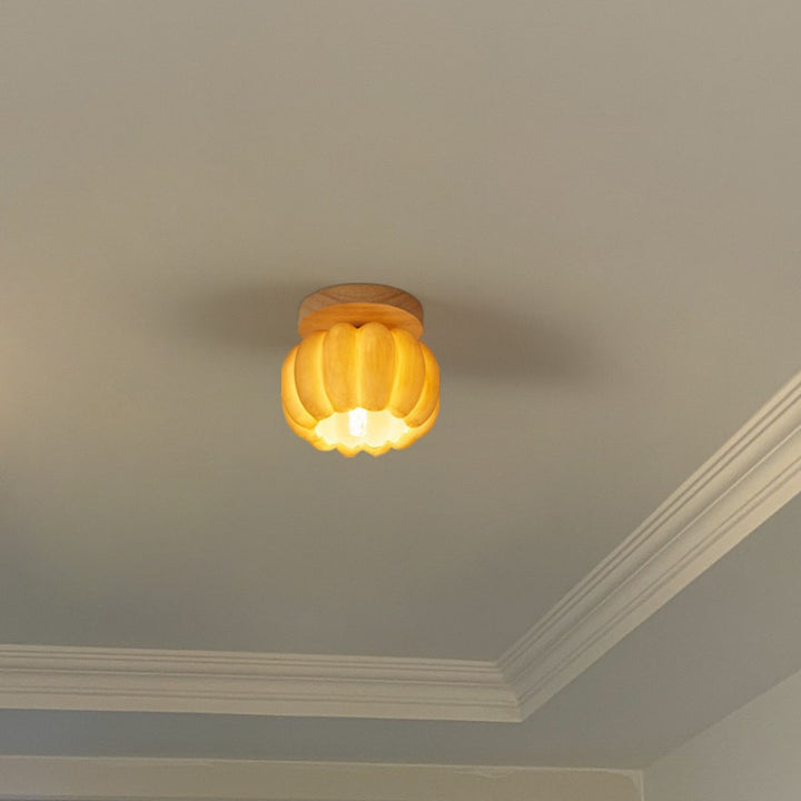 Large Yellow Pumpkin Ceiling Light