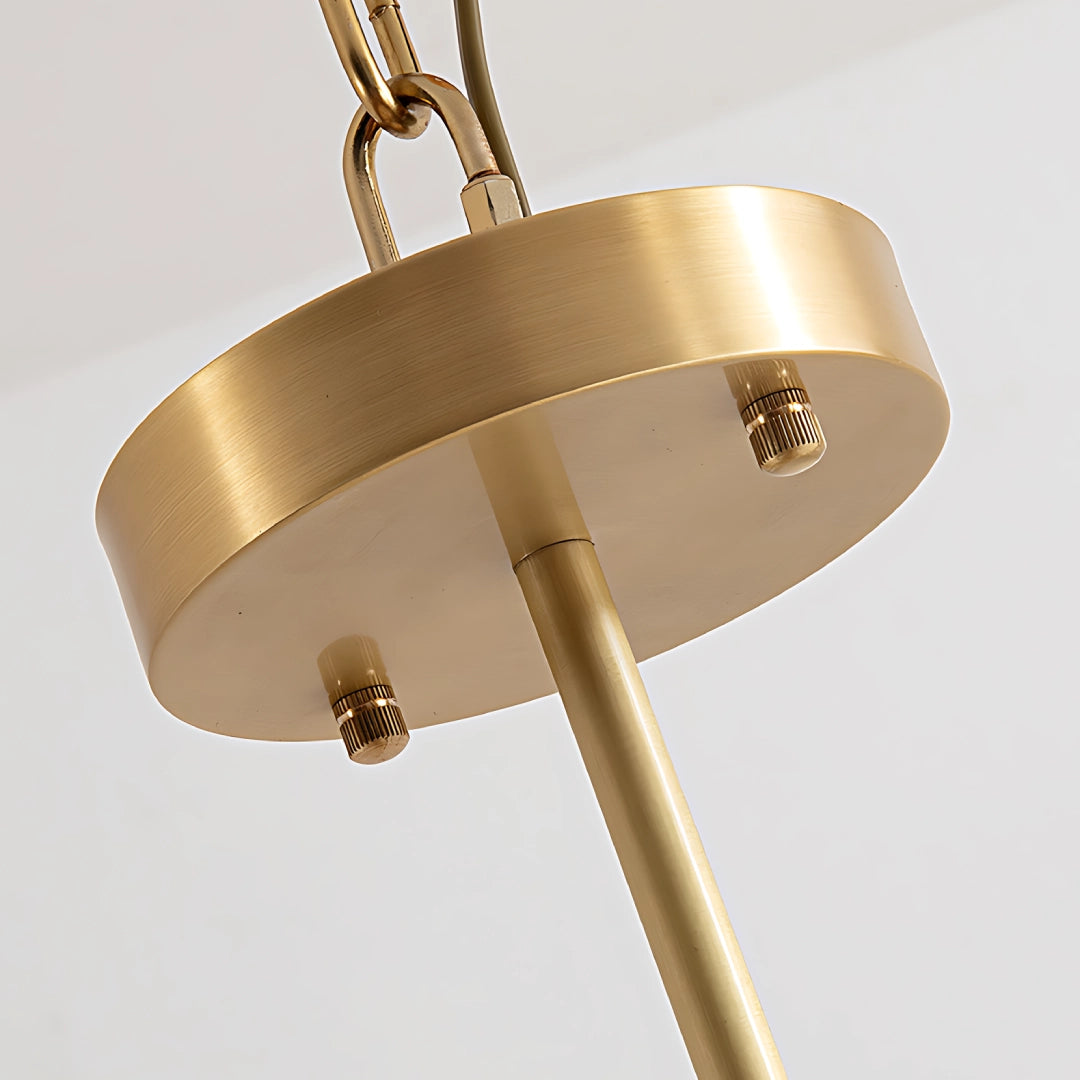 the gold base of the lily chandelier