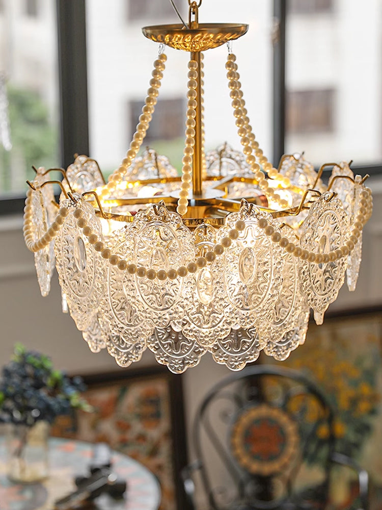 Luxury Pearls Glass Chandelier 5