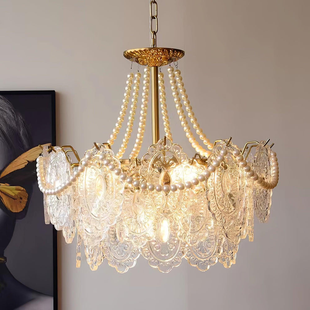 Luxury Pearls Glass Chandelier 9