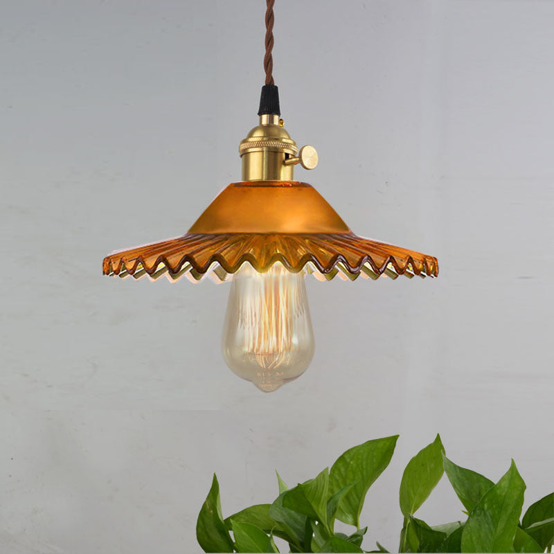 Orange glass small pendant light