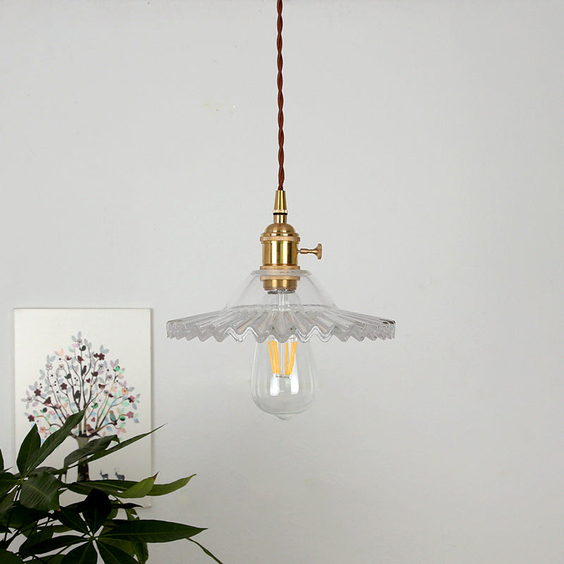 Mini Pleated Glass pendant light clear 