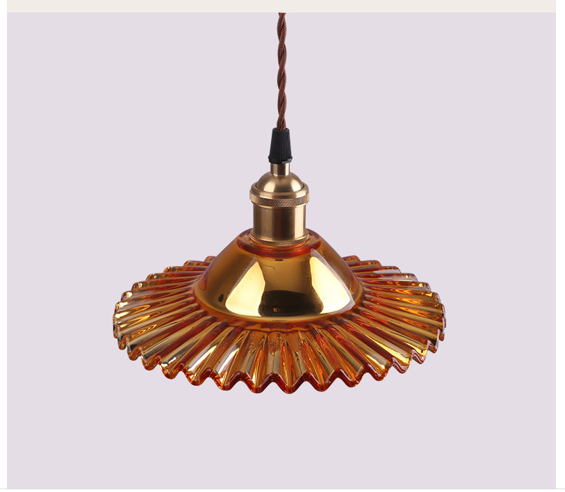Mini Pleated Glass pendant light gold