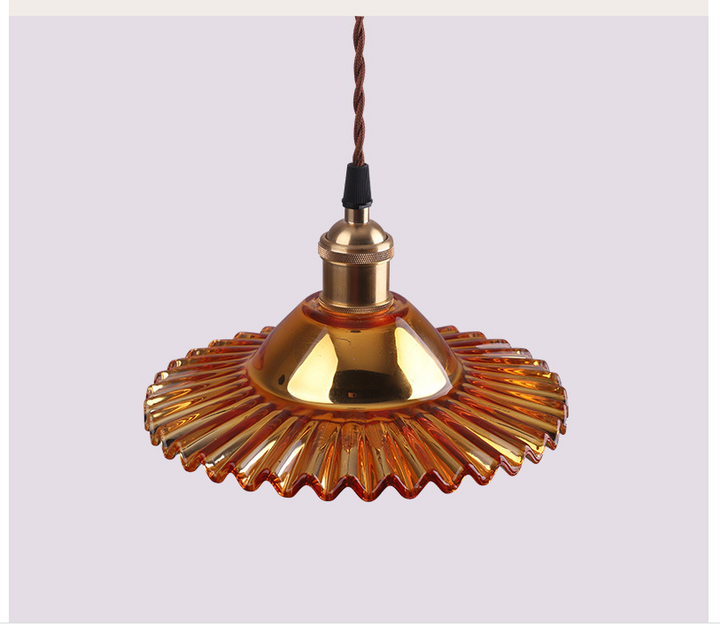 Mini Pleated Glass pendant light gold