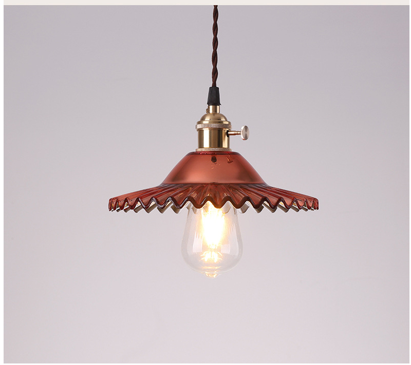 Mini Pleated Glass pendant light red