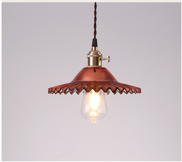 Mini Pleated Glass pendant light red