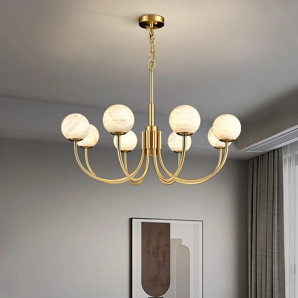 Modern Alabaster Globe Chandelier 12