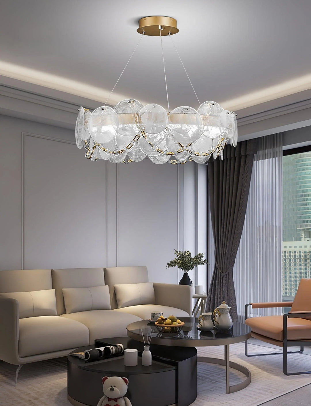 Modern Glass Disc Chandelier 11