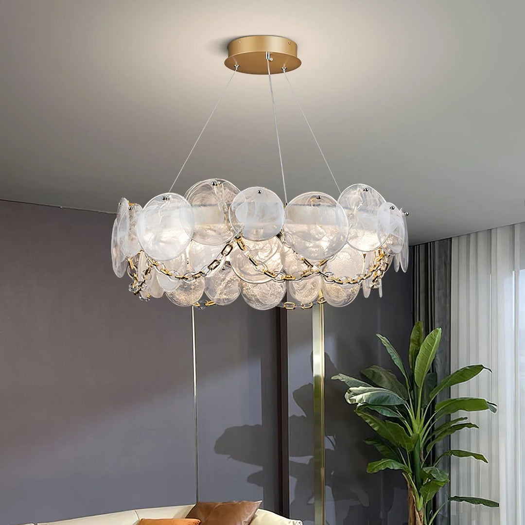 Modern Glass Disc Chandelier 7