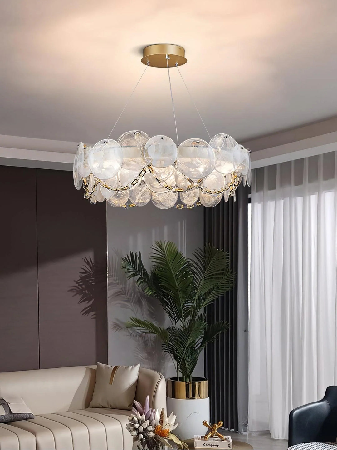 Modern Glass Disc Chandelier 9