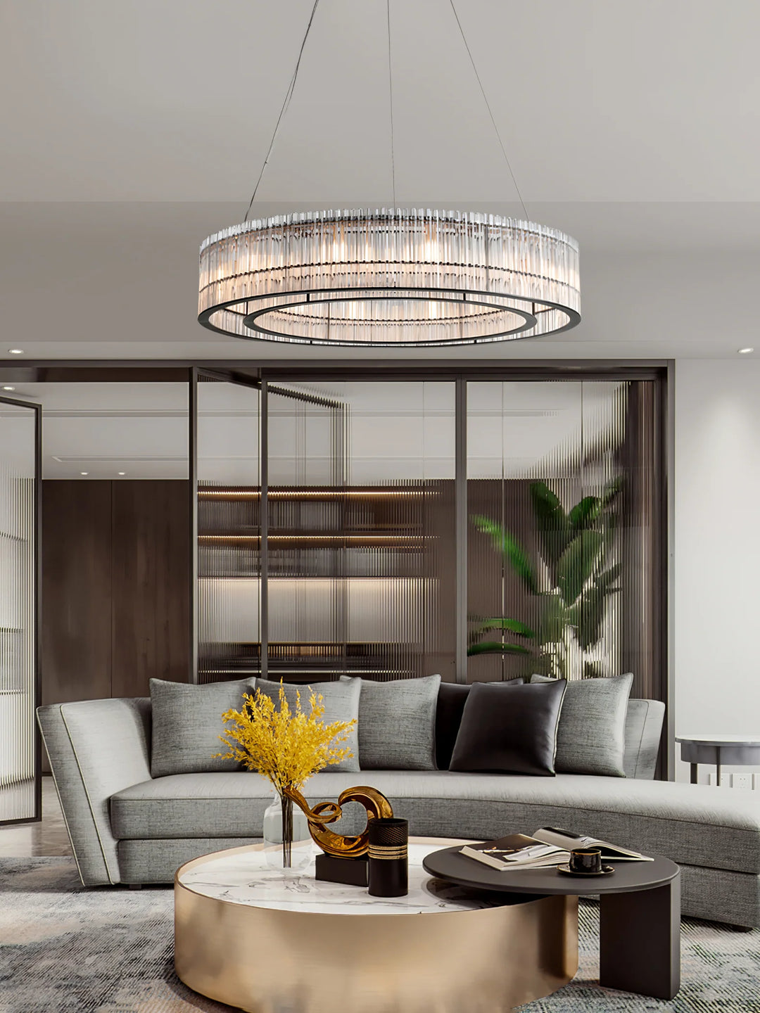 Modern Glass Tube Ring Chandelier 7