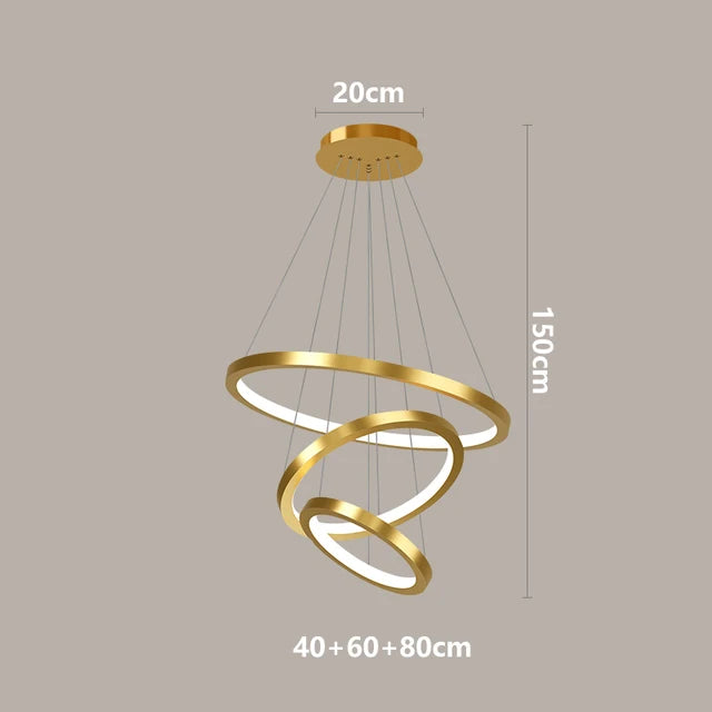 Modern LED Ring Chandelier Size B with 3 rings