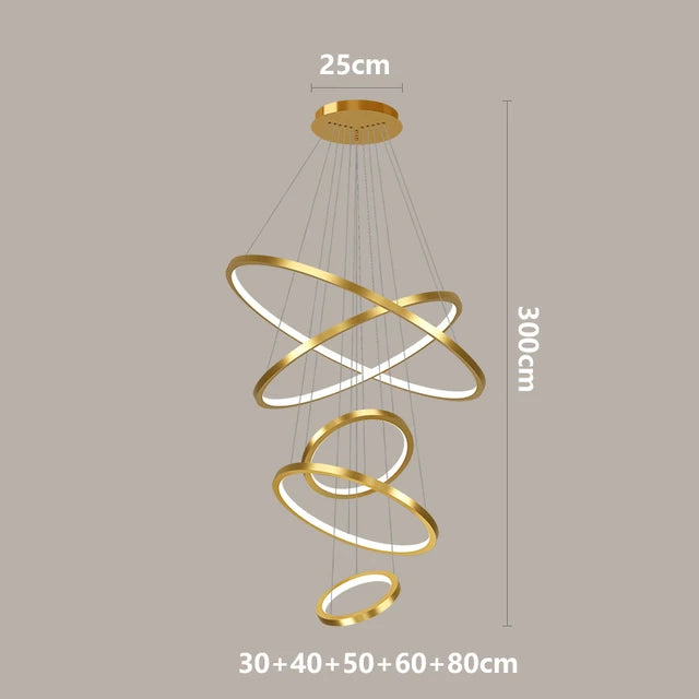 Modern LED Ring Chandelier Size D