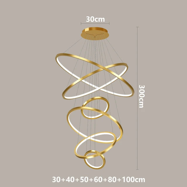 Modern LED Ring Chandelier Size E