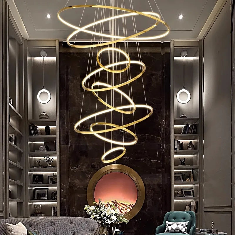 Modern LED Ring Chandelier in the livingroom