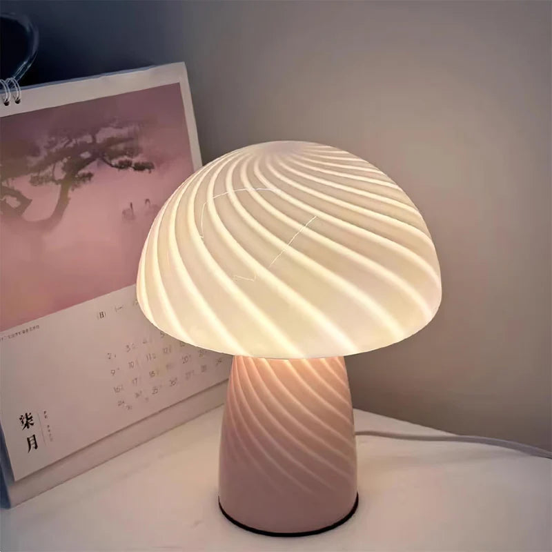 Mushroom Glass Twill Table Lamp