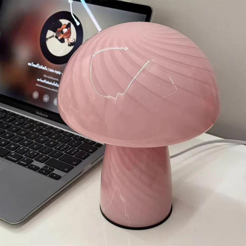 Mushroom Glass Twill Table Lamp 7