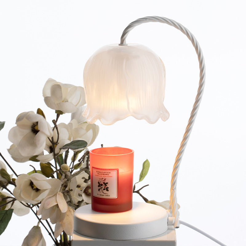 Lampe chauffe-bougie tulipe blanche