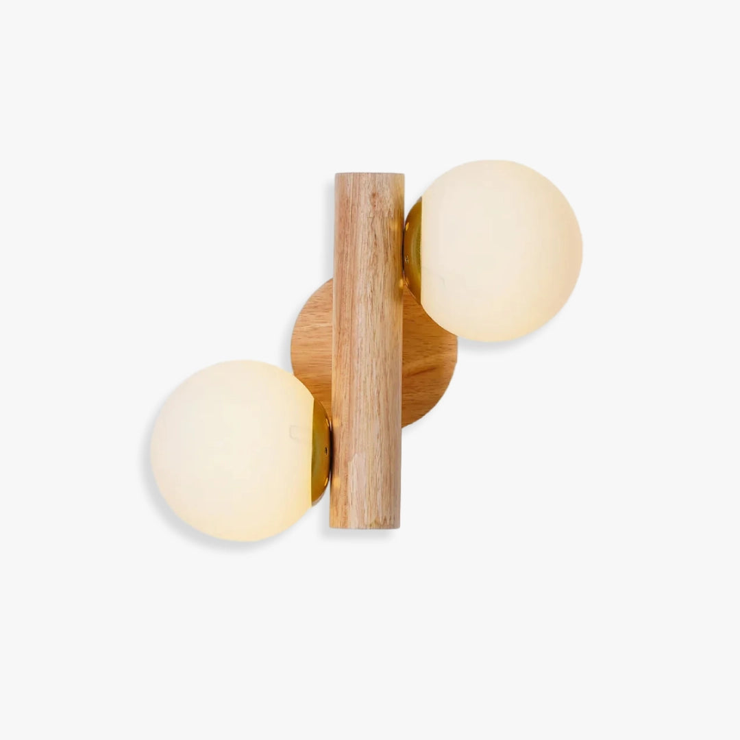 Oak Double Sphere Wall Light