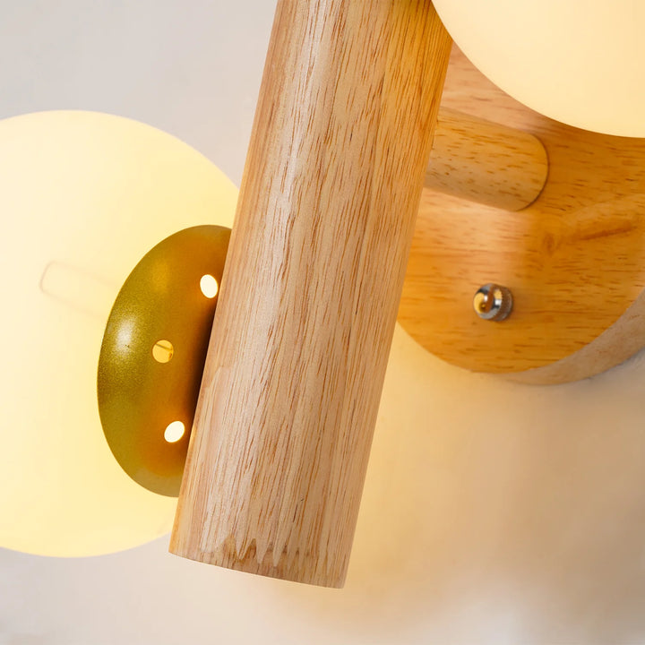 Oak Double Sphere Wall Light 11