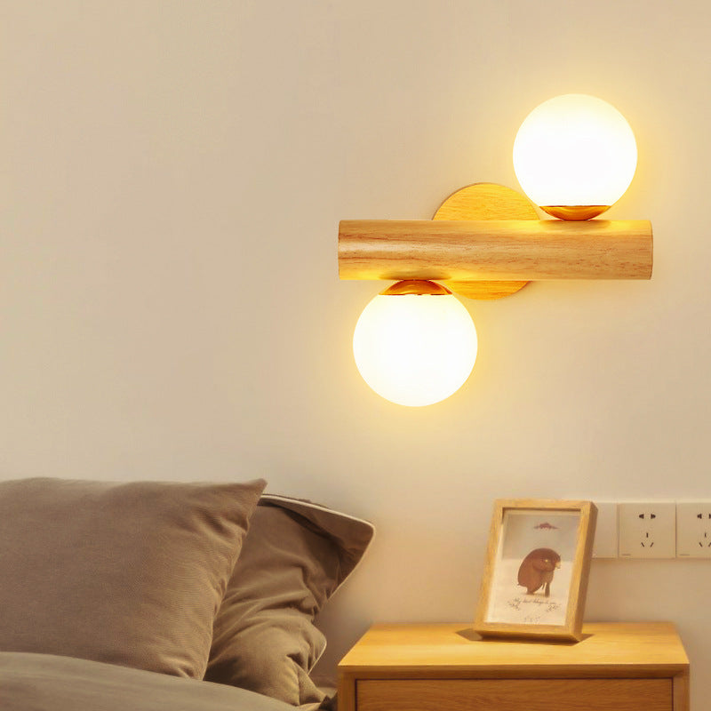 Oak Double Sphere Wall Light 5