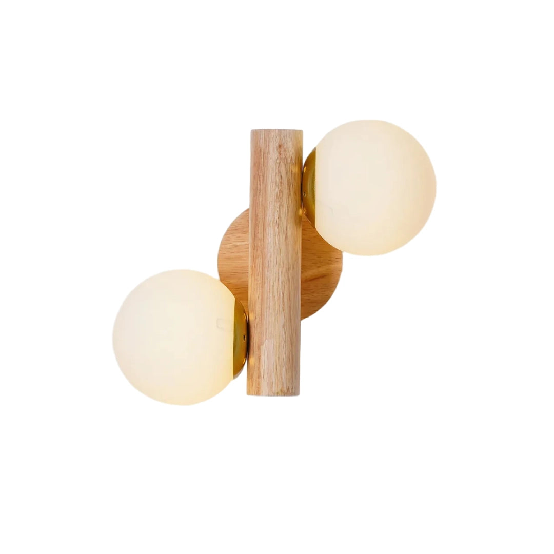 Oak Double Sphere Wall Light 9