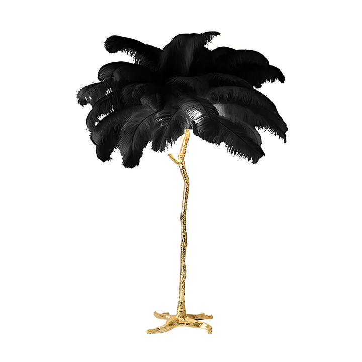 Ostrich Feather Floor Lamp Black