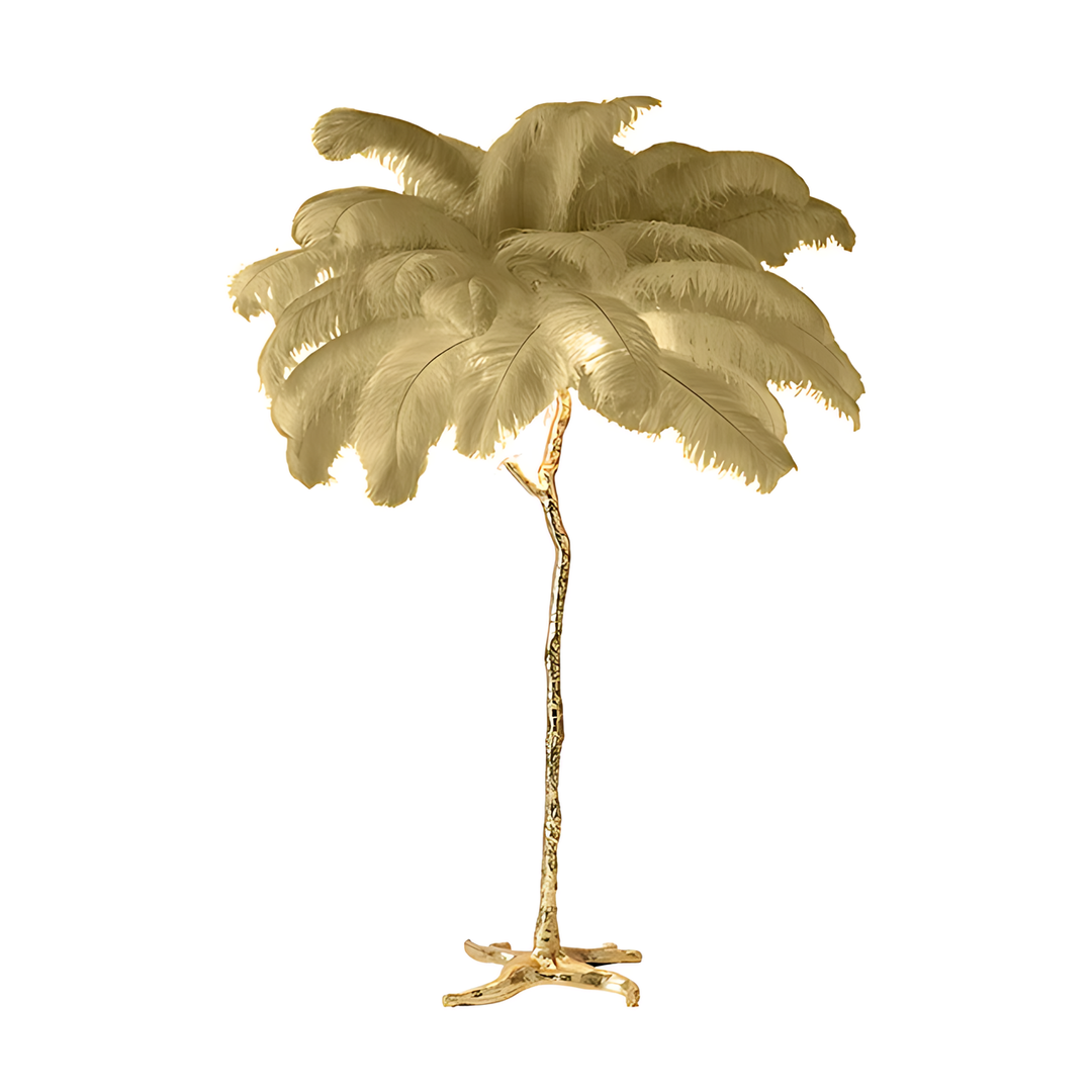 Ostrich Feather Floor Lamp Old gold
