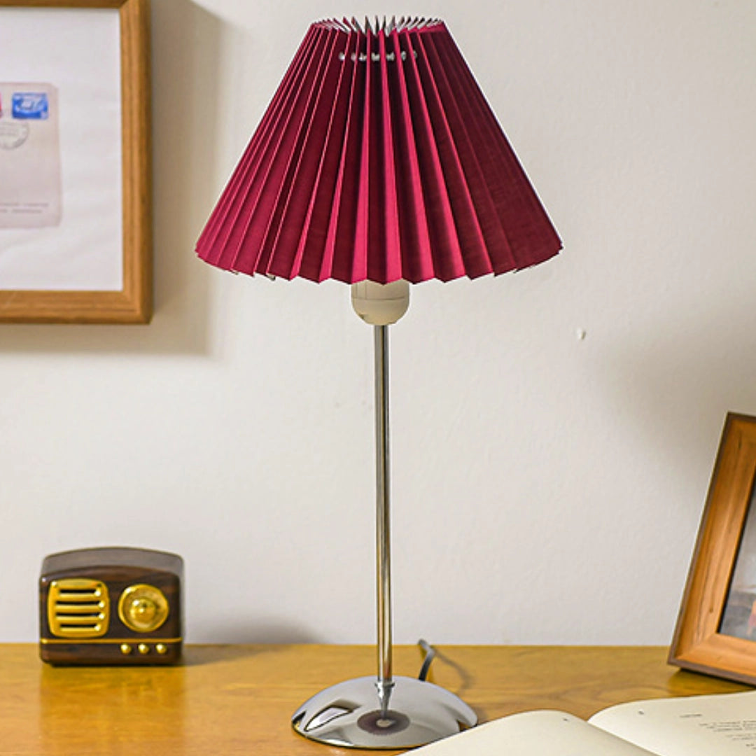 Pleated-Shade Table Lamp Red