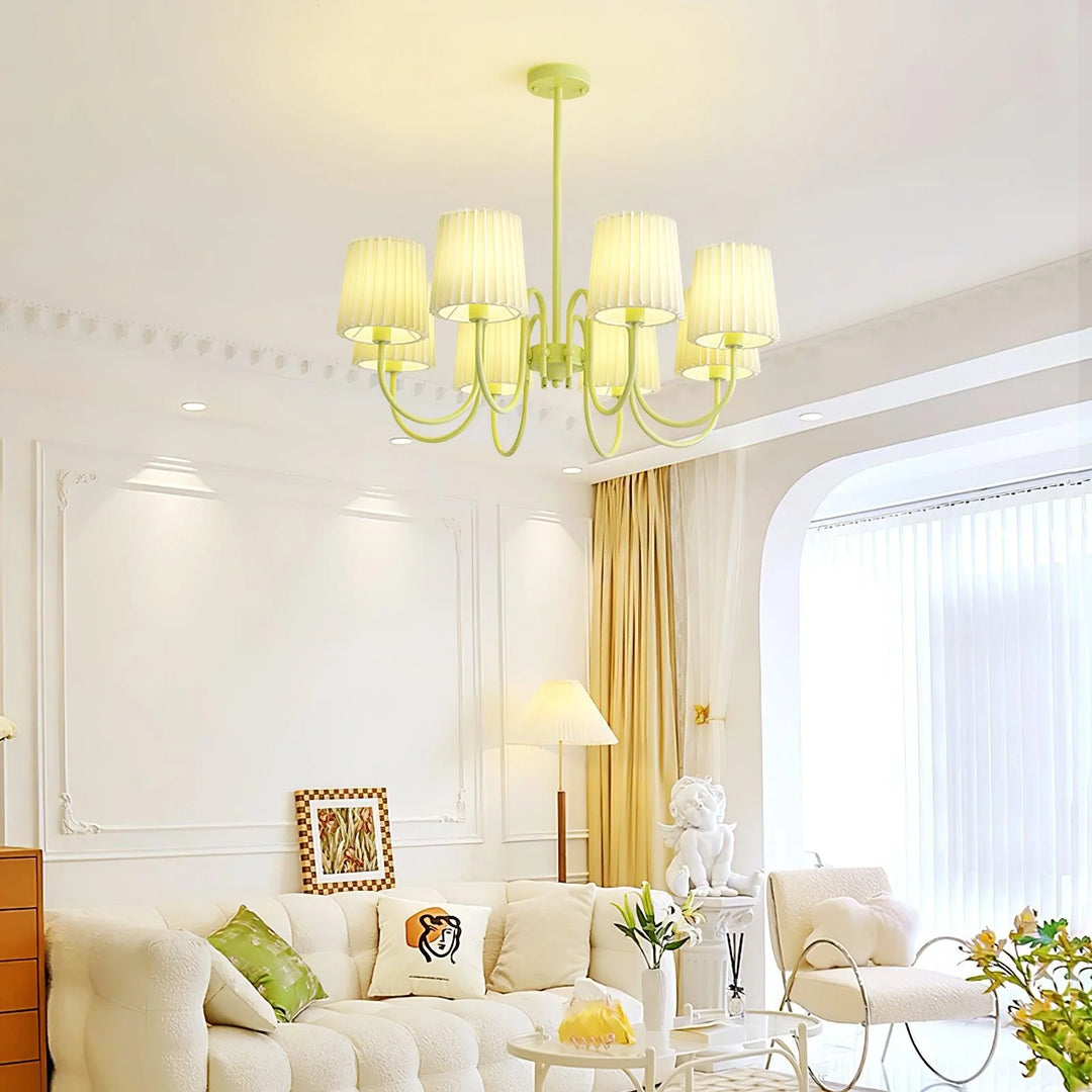 Pleated Fabric Matcha Chandelier 10