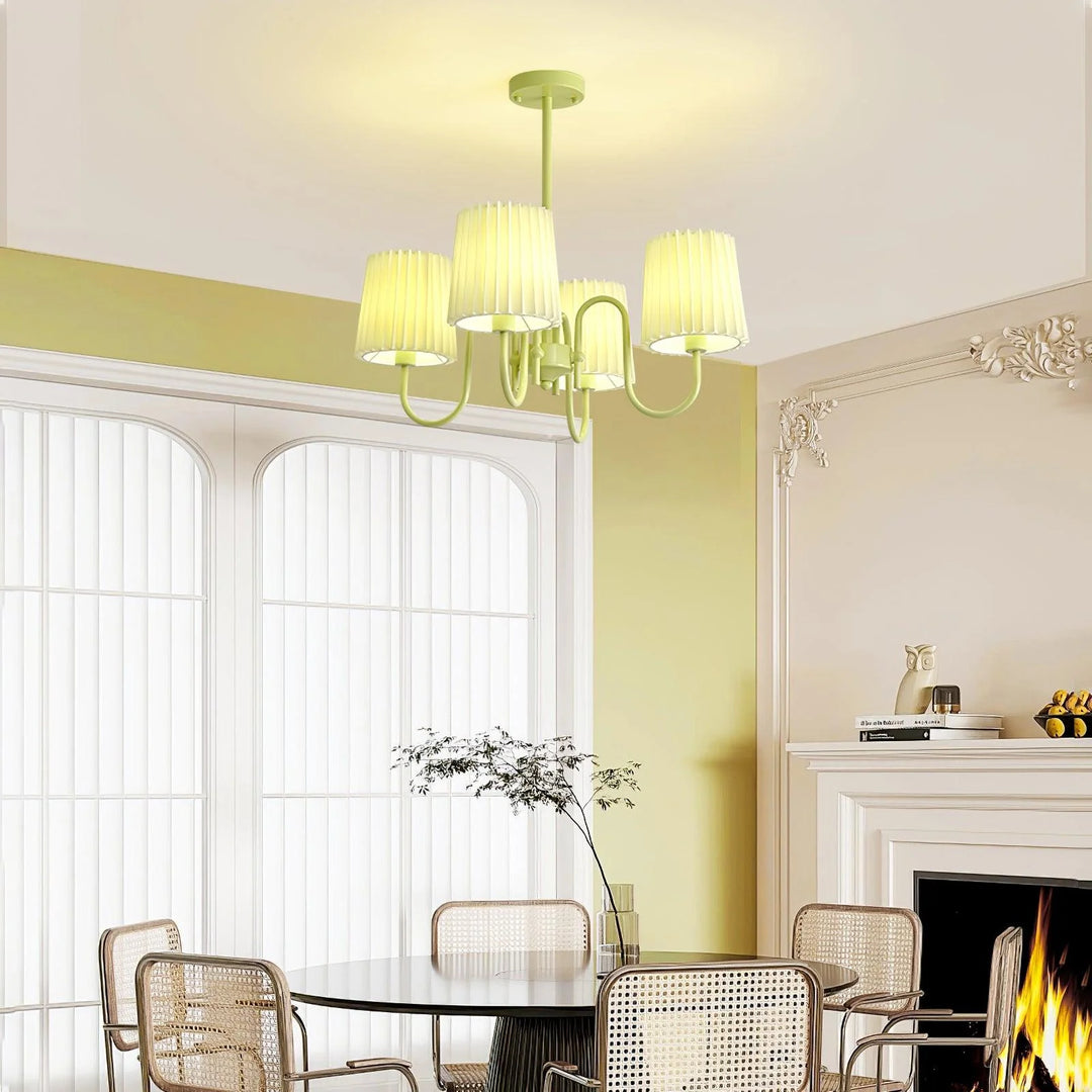 Pleated Fabric Matcha Chandelier 12