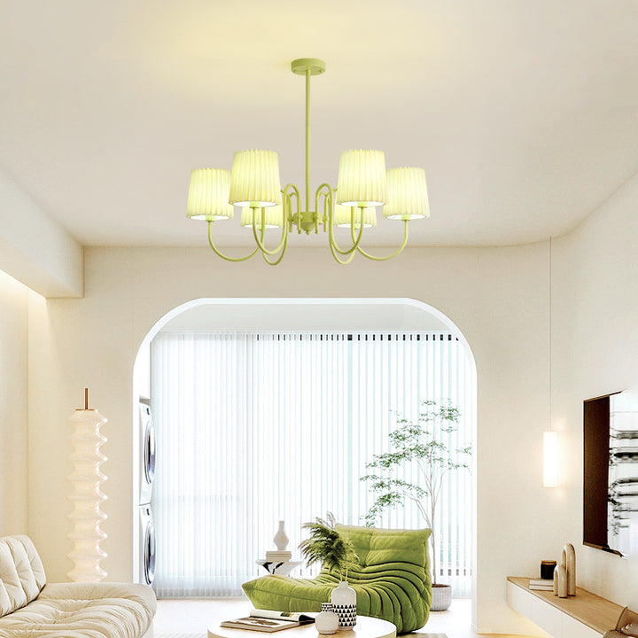 Pleated Fabric Matcha Chandelier 16