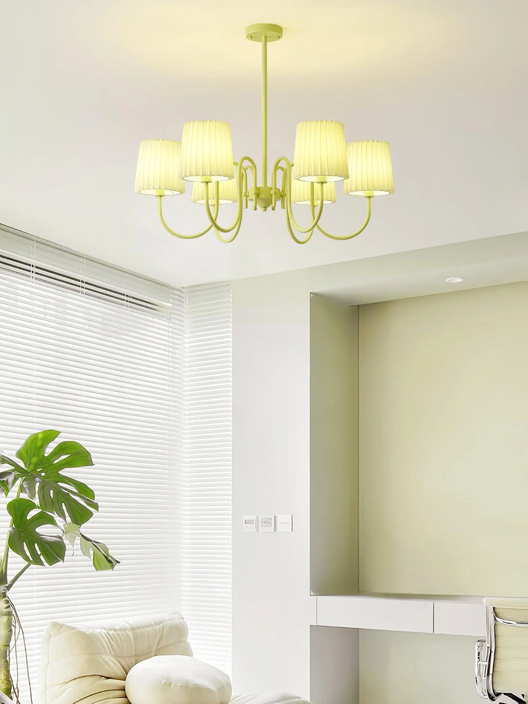 Pleated Fabric Matcha Chandelier 18