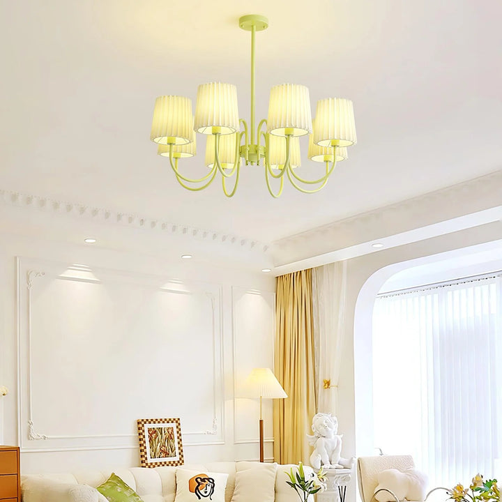 Pleated Fabric Matcha Chandelier 19