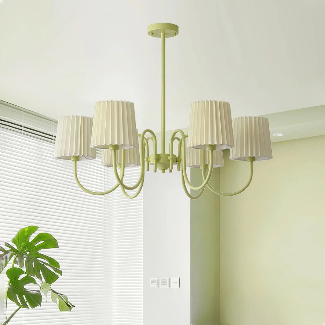 Pleated Fabric Matcha Chandelier 9