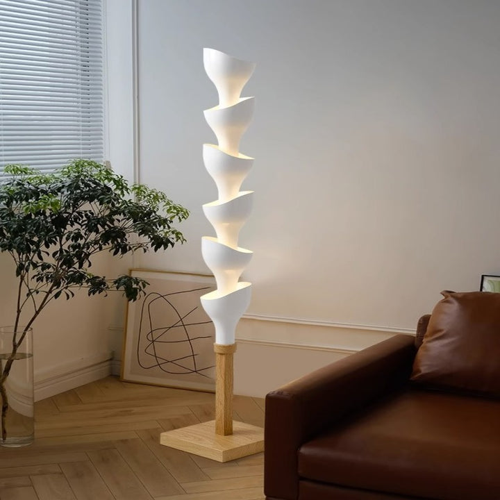 Pod Flower Floor Lamp near the sofa