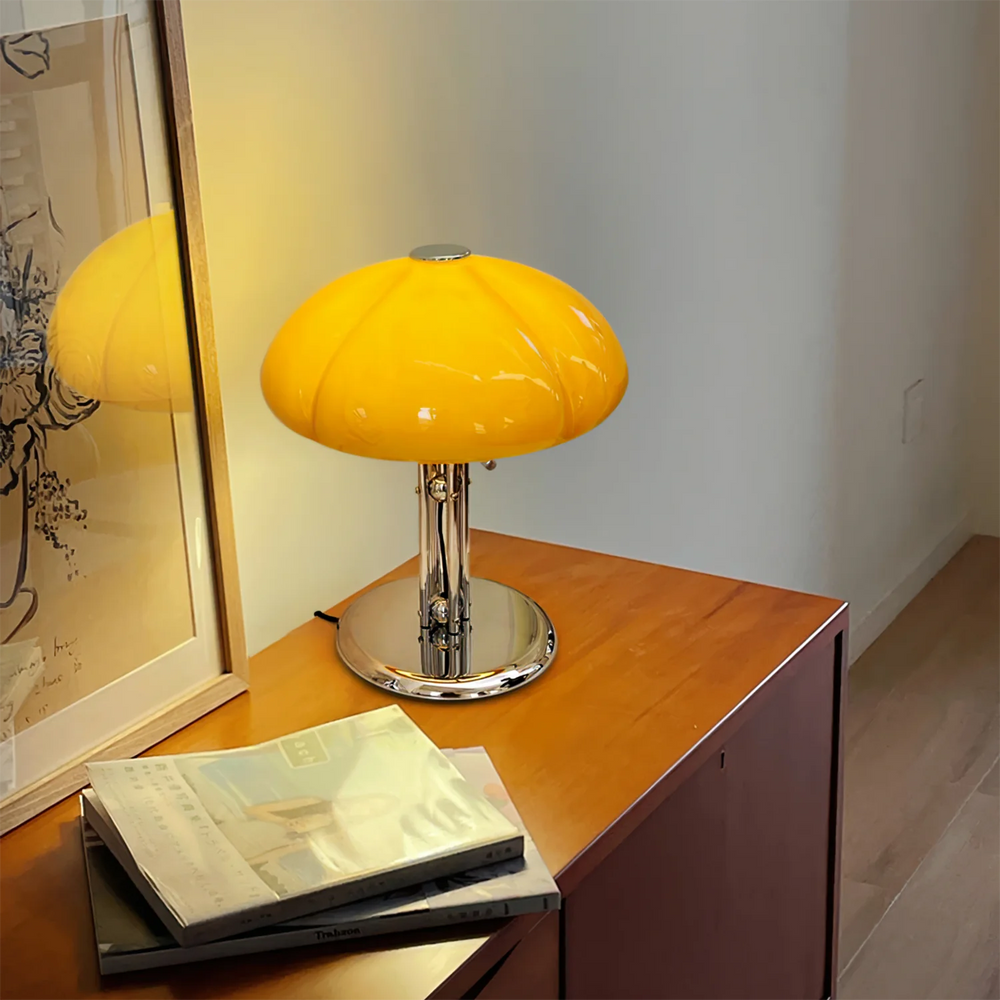 Quadrifoglio Mushroom Table Lamp brights in reading room