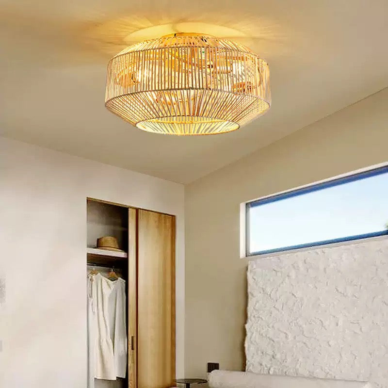Rattan Ceiling Fan with Light | Natural Modern Ceiling Fan – Dekoorlight