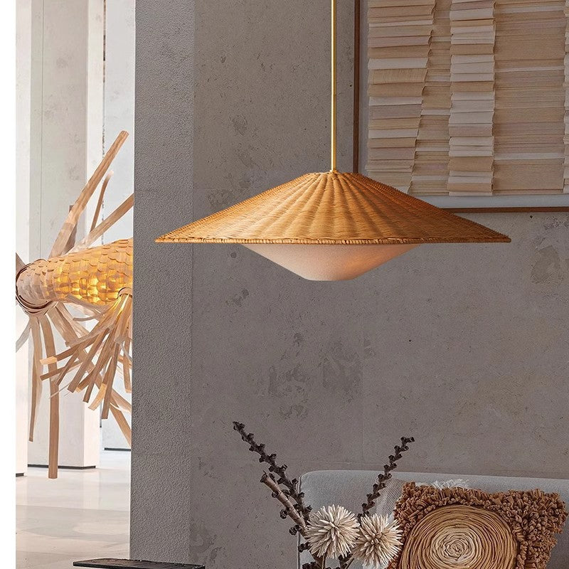 Rattan Hat Pendant Light 9