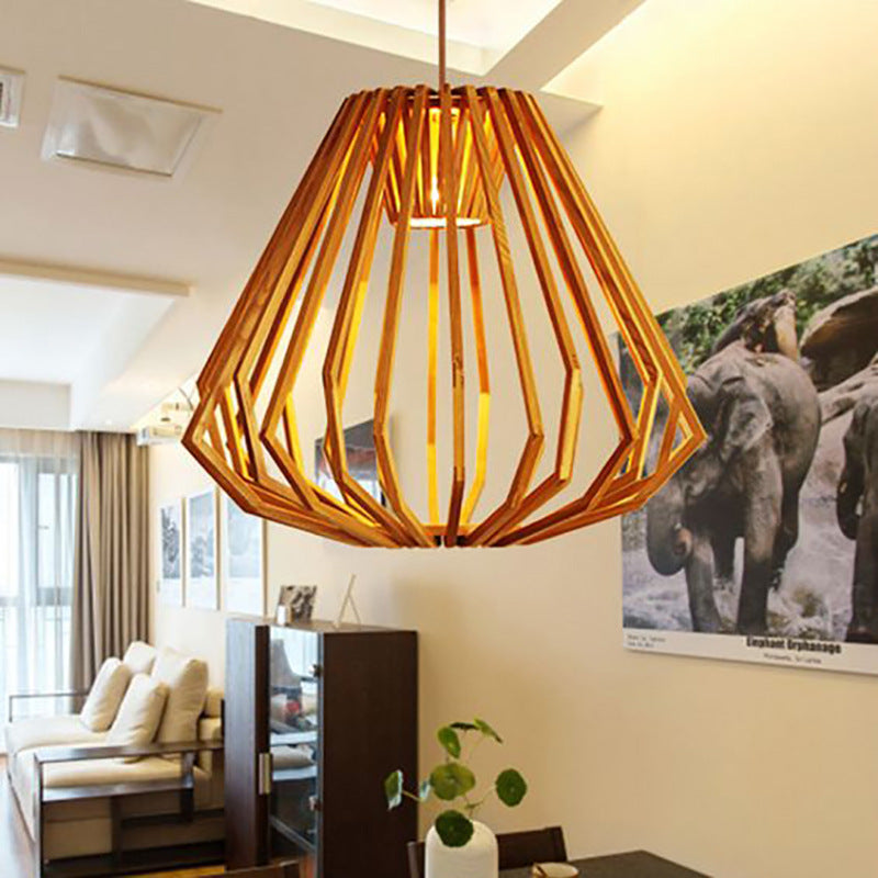 Retro Cage Wood Pendant Lamp