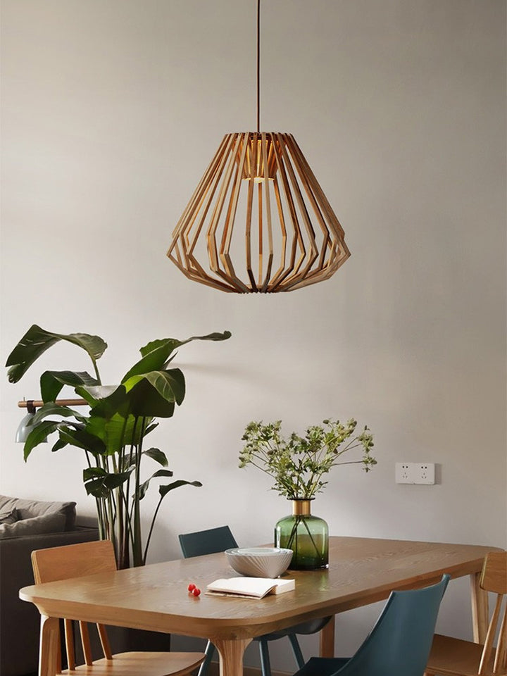 Retro Cage Wood Pendant Lamp