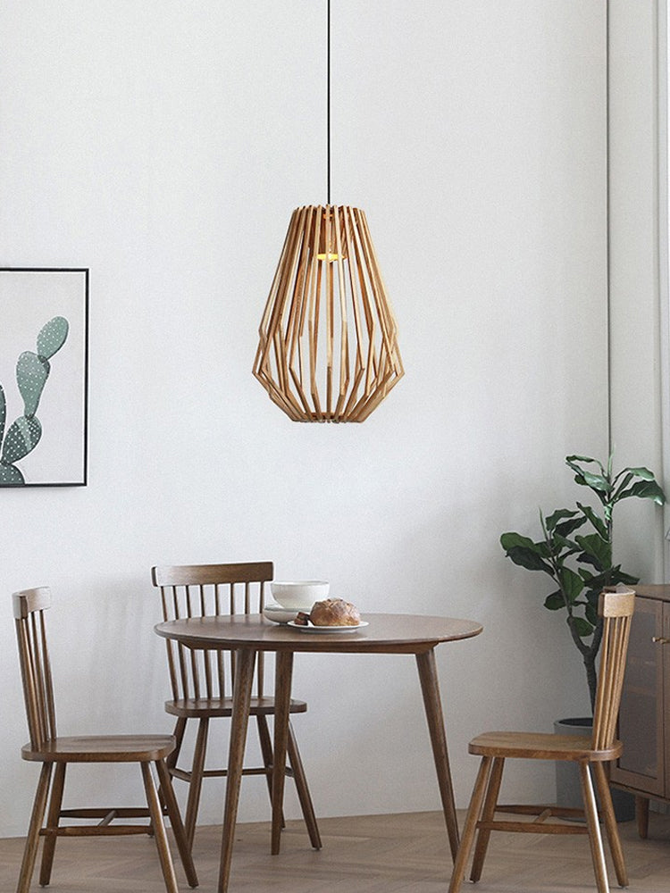 Retro Cage Wood Pendant Lamp