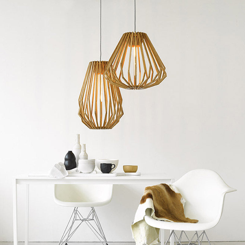 Retro Cage Wood Pendant Lamp