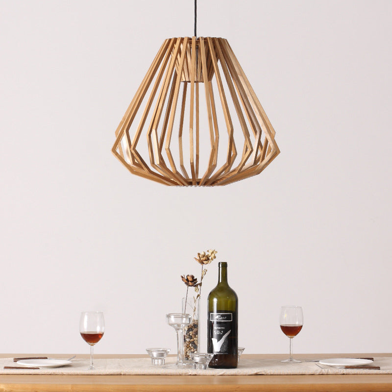 Retro Cage Wood Pendant Lamp