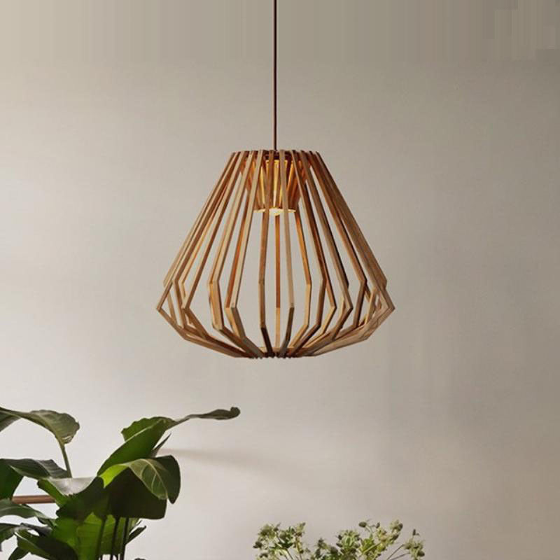 Retro Cage Wood Pendant Lamp