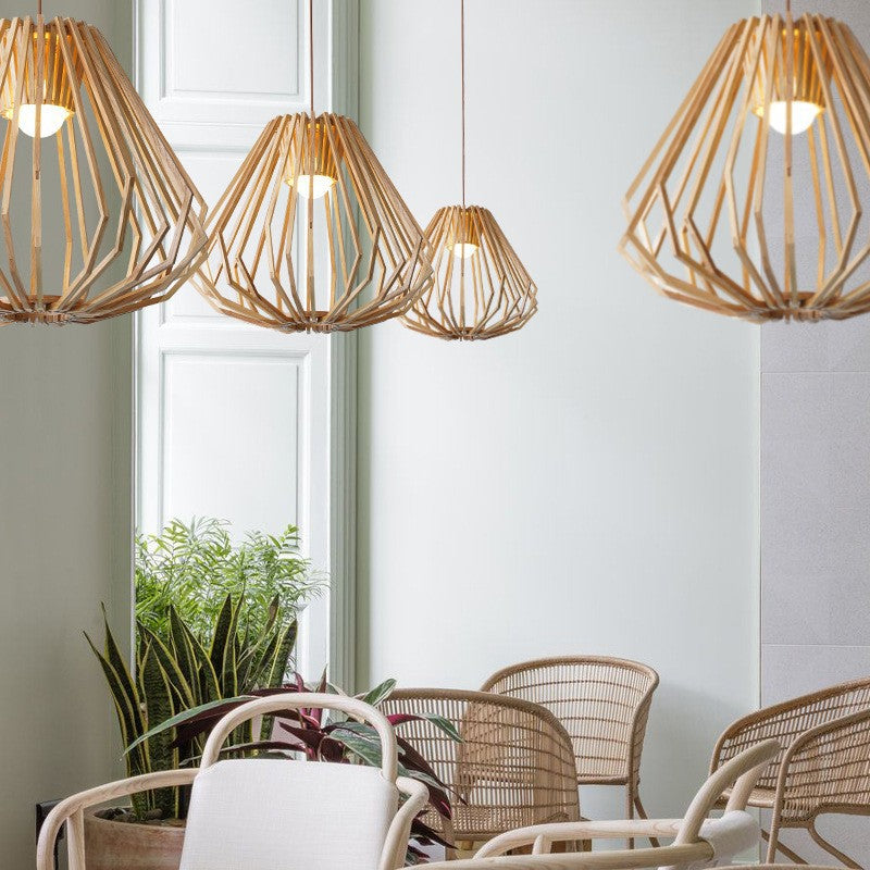 Retro Cage Wood Pendant Lamp