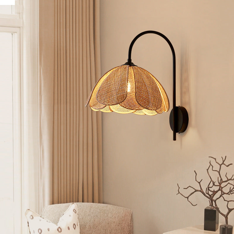 Retro Rattan Wall Lamp 13